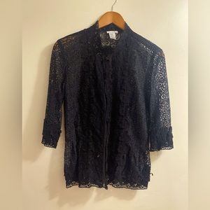 Oscar de la Renta Black Lace Top